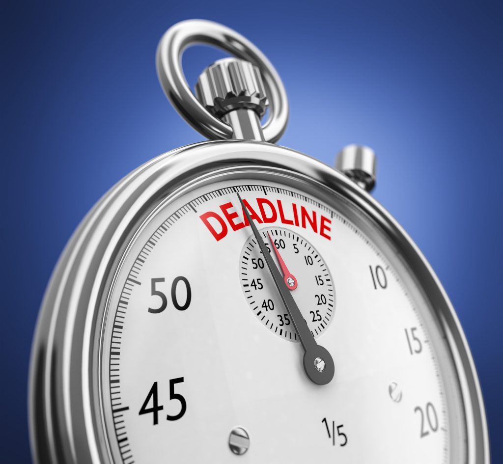 Image of a clock with the top of the clock saying "deadline" to show how CVI's full-service offerings can flex to help clients meet tight deadlines