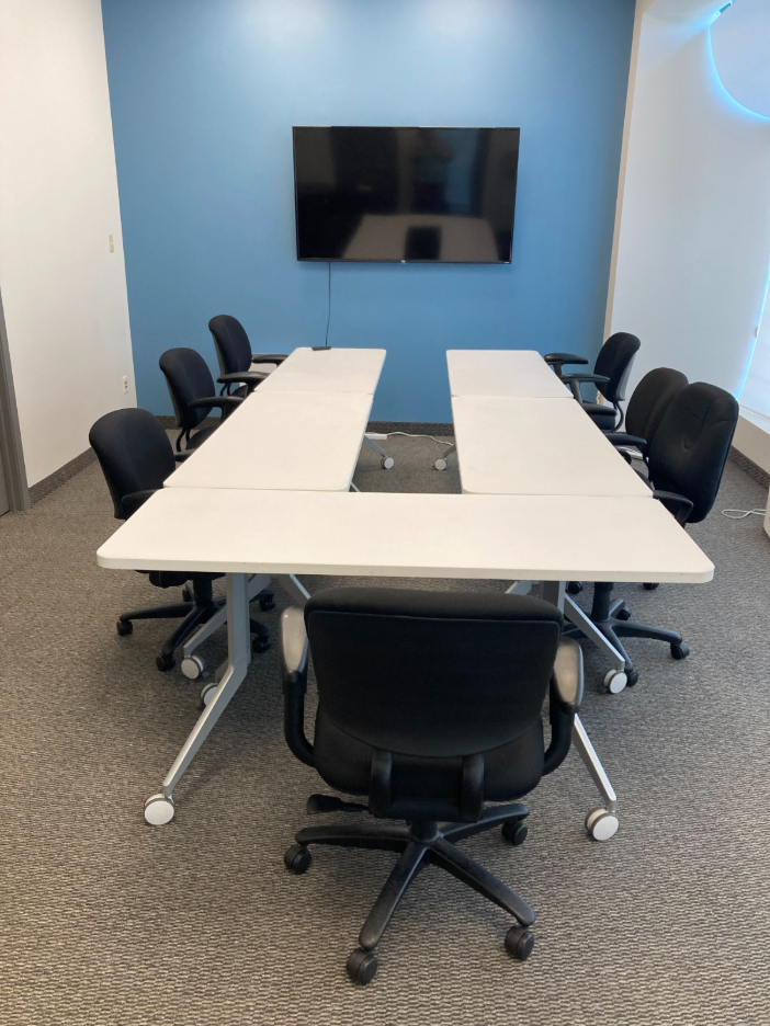 Image is of a conference room that is used for focus groups.