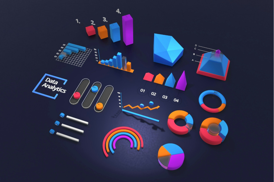 data floating as various data charts